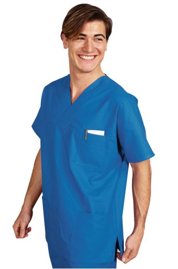 V-necked blouse Medical Light Blue Isacco