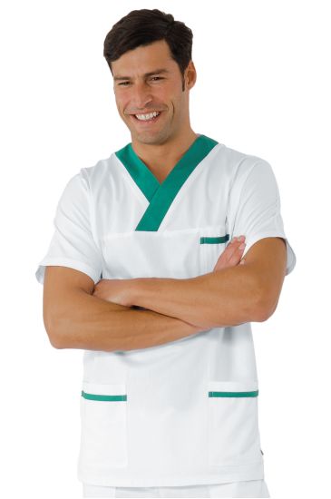 CASACCA COLLO A V BIANCO+ VERDE UNISEX Bianco+verde Isacco