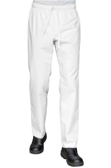 Trousers with elastic without pockets White Isacco