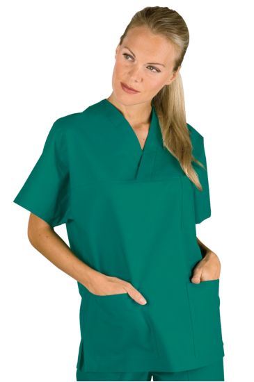 UNISEX SURGERY GREEN V-NECK TUNIC OEKO-TEX&reg; STANDARD 100 CERTIF N. 25CX00077 CL II CENTROCOT Green Isacco