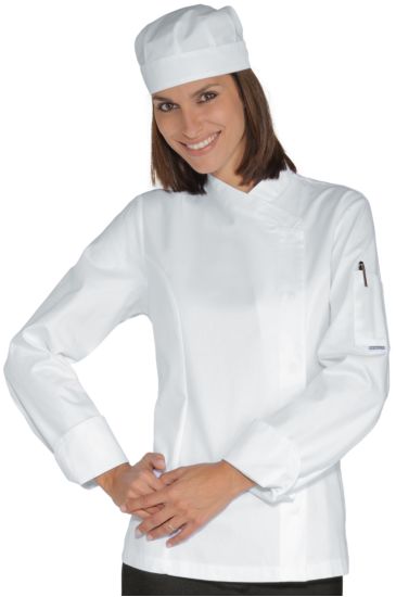 Lady Chef jacket with snaps White Isacco