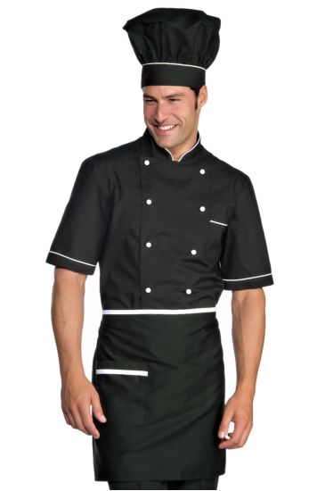 Waist apron cm 70x46 with pocket Black+white Isacco