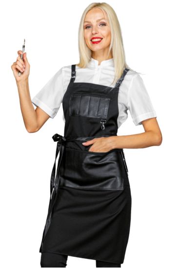 Bristol black apron with black leather inserts and laces Black Isacco
