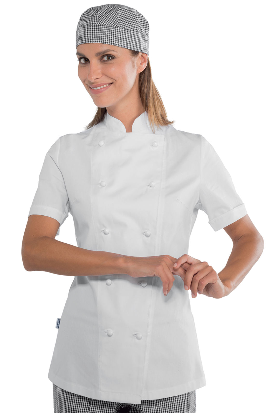 Giacca Chef Donna Isacco Bordeaux – 65% Poliestere 35% Cotone, Manica Lunga, 195 Gr/m², Taglia L